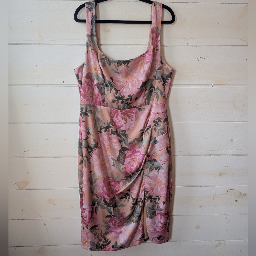 Premier Amour dress women’s pink peony floral sheath casual feminine